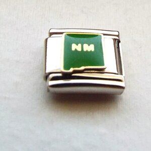 Green enamel state of New Mexico 9mm stainless steel Italian charm bracelet link